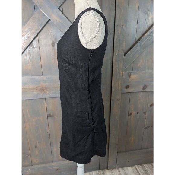 J. Crew Maxine Dress Women's XXS Black 100% Linen Sleeveless V-Neck Mini Shift - Picture 2 of 9